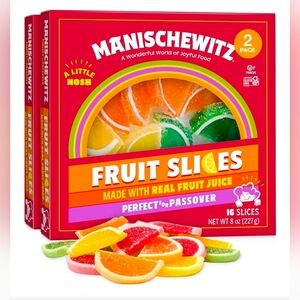 Manischewitz Holiday Candied Fruit Slices in a Gift Box, 8oz (2 Pack) Real Juice